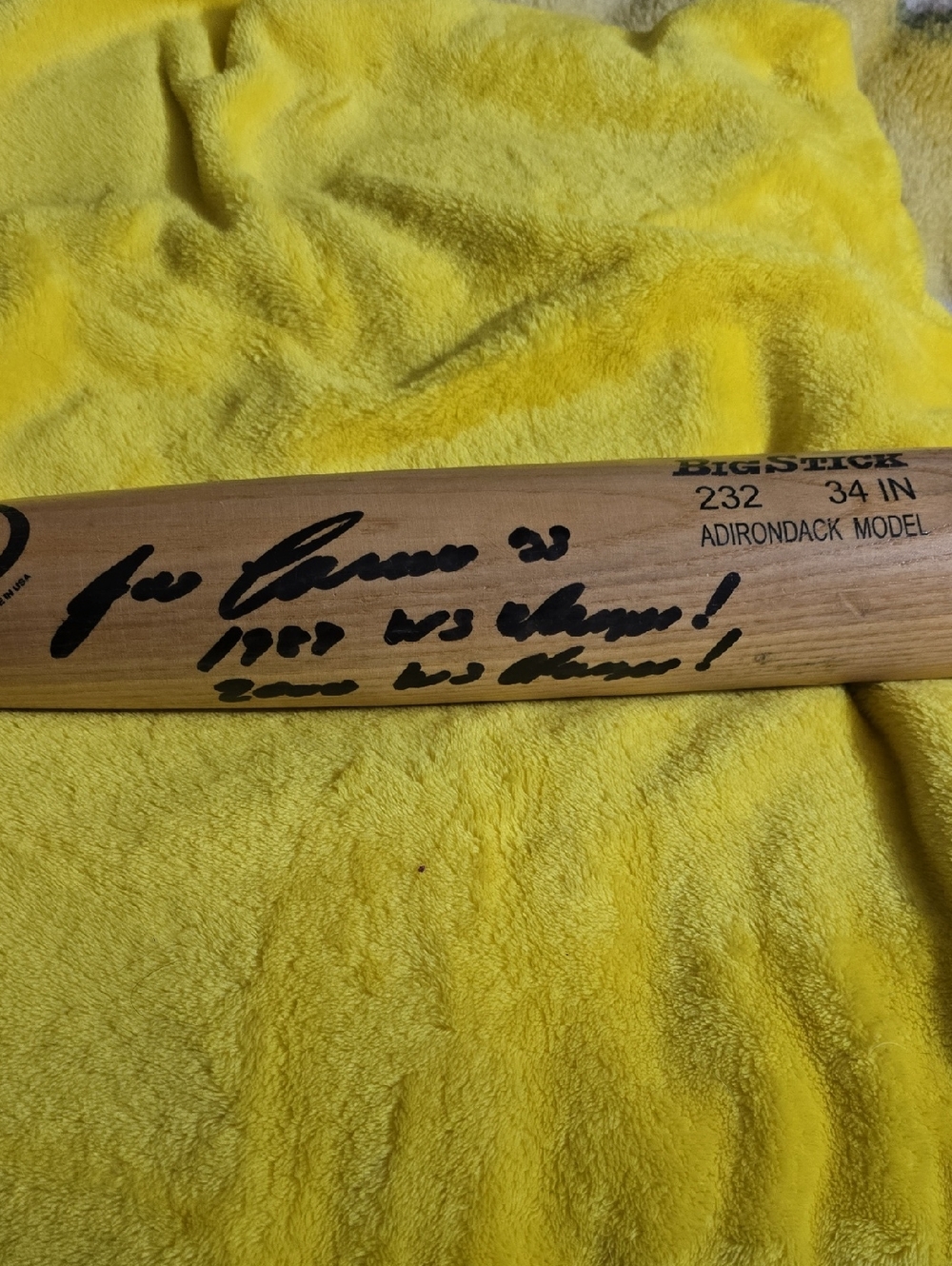 Jose Canseco Autographed Full Size Rawlings Wooden Bat With W.S. Inscripitions